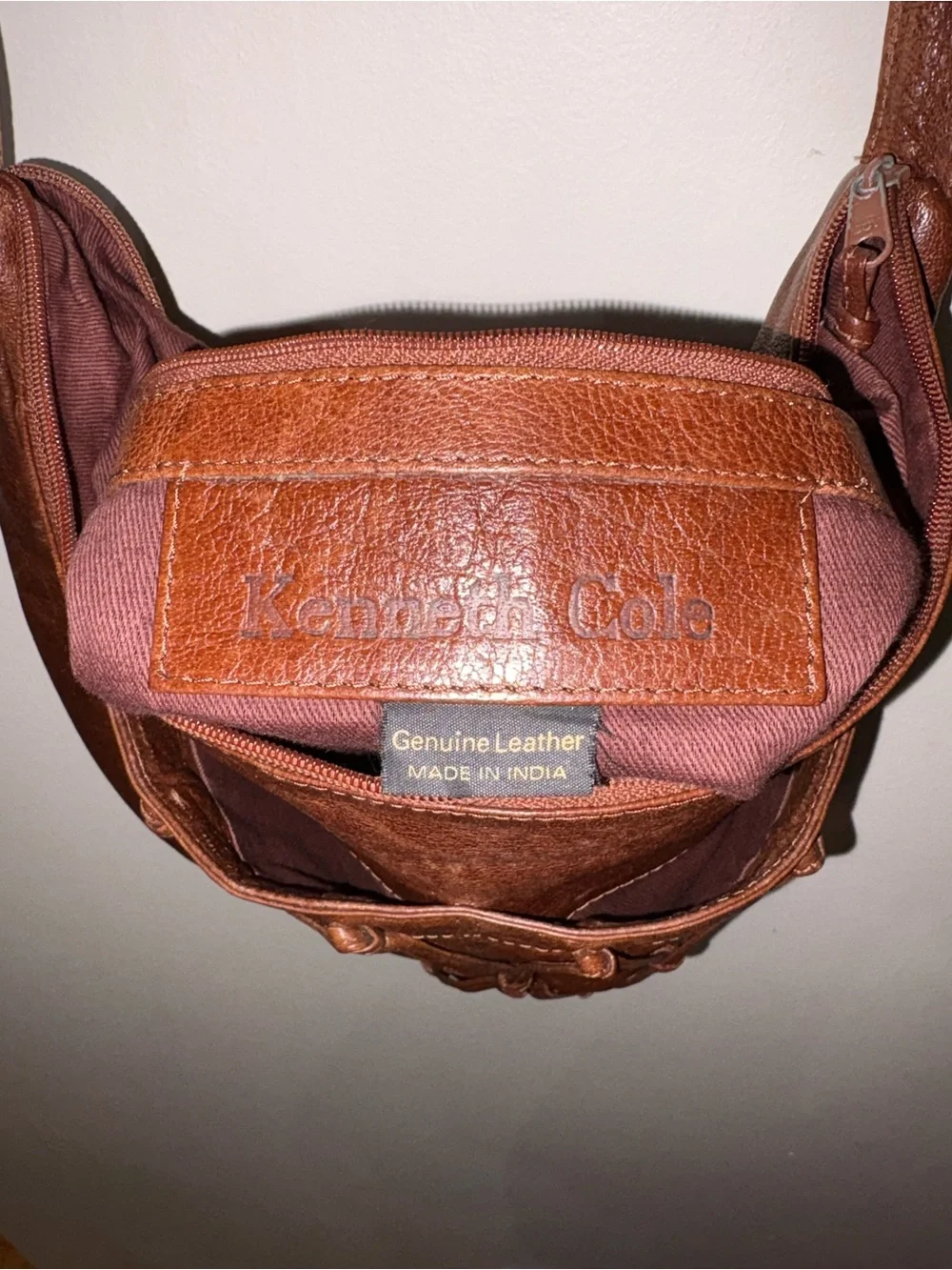 Kenneth Cole Brown Quilted Leather Shoulder Bag